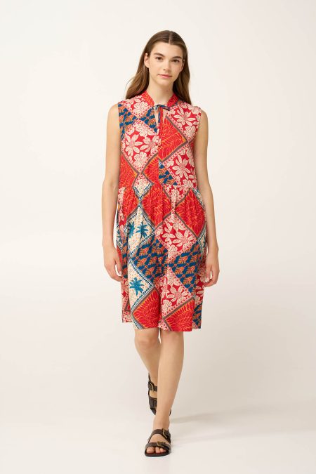 Καλοκαιρινό Φόρεμα Ποπλίνα με Τροπικό Μοτίβο