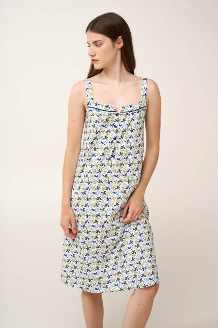 Αμάνικο Βαμβακερό Νυχτικό με Κουμπιά