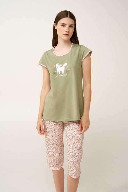 Βαμβακερή Γυναικεία Πυτζάμα Κάπρι