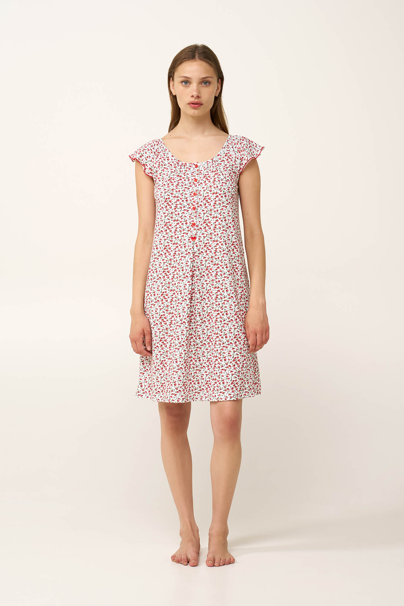 Βαμβακερό Νυχτικό με Πιέτα και Πατιλέτα