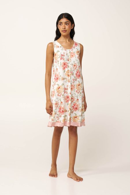 Φλοράλ Micromodal Νυχτικό με Πατιλέτα