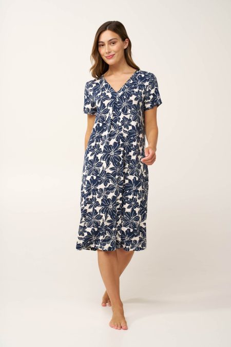 Micromodal Φλοράλ Νυχτικό με Πιέτα