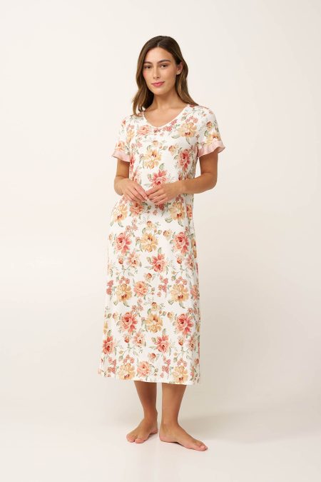 Micromodal Μακρύ Φλοράλ Νυχτικό