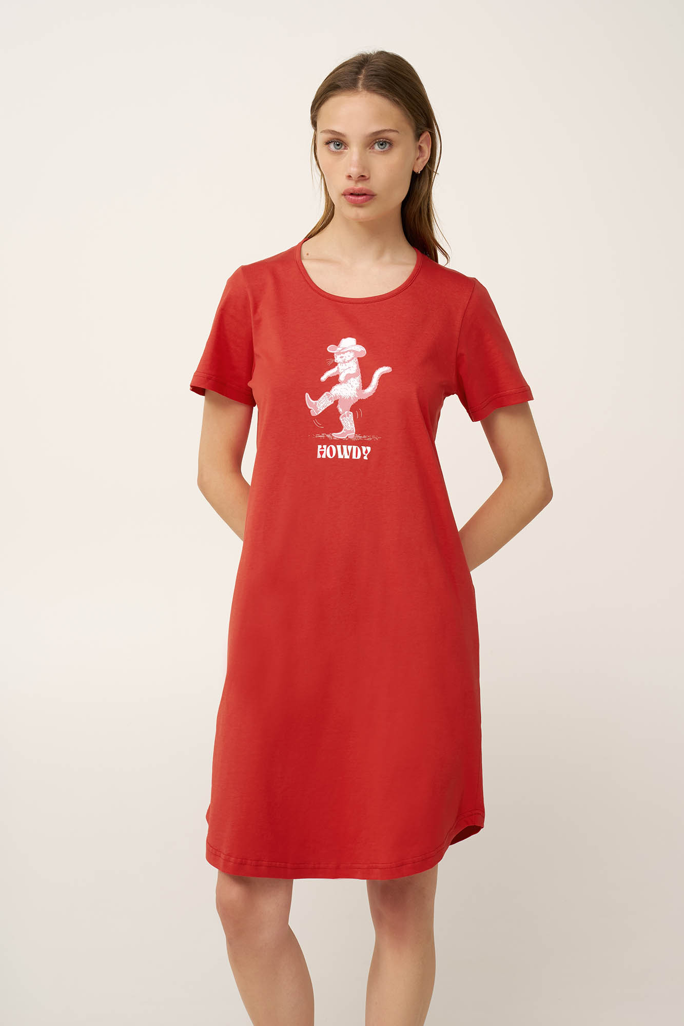 Βαμβακερό Νυχτικό με Κοντό Μανίκι