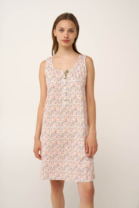 Φλοράλ Βαμβακερό Νυχτικό με Πατιλέτα