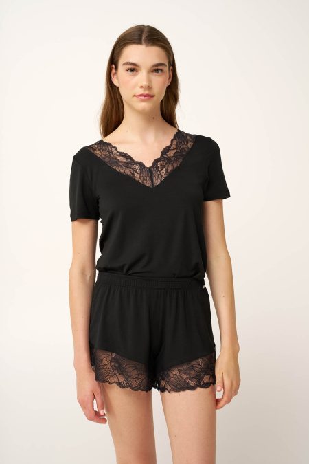 Γυναικείο T-Shirt Micromodal με Δαντέλα