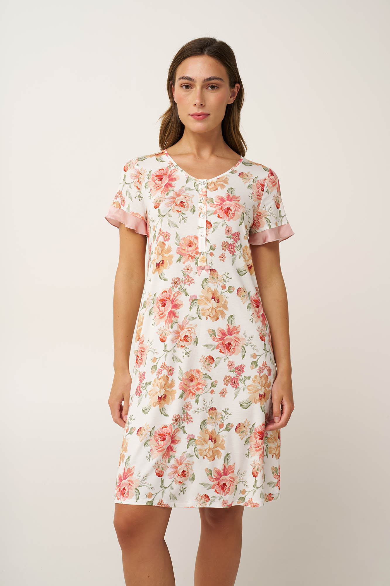 Micromodal Φλοράλ Νυχτικό με Πατιλέτα