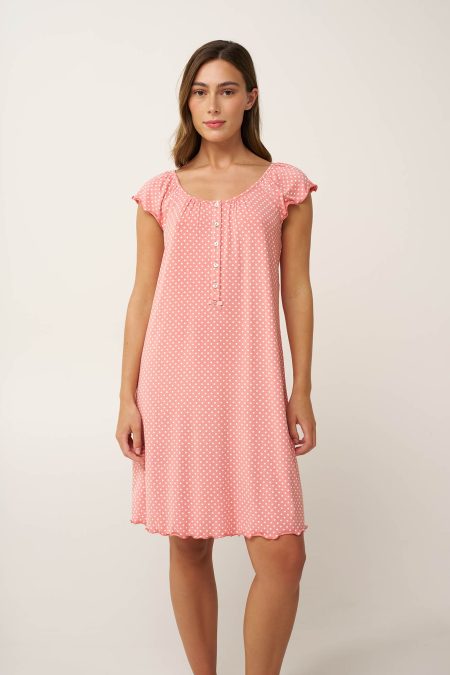 Micromodal Πουά Νυχτικό με Πατιλέτα