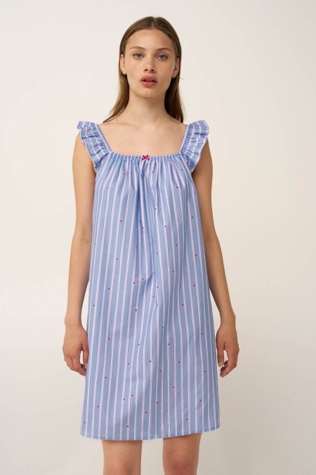 Νυχτικό με Σούρες από Ποπλίνα