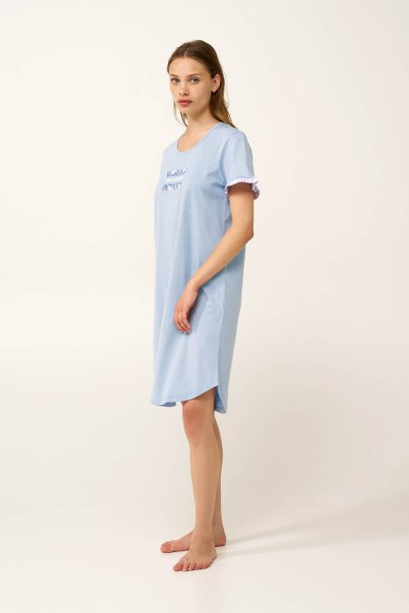 Βαμβακερό Νυχτικο με Κοντό Μανίκι