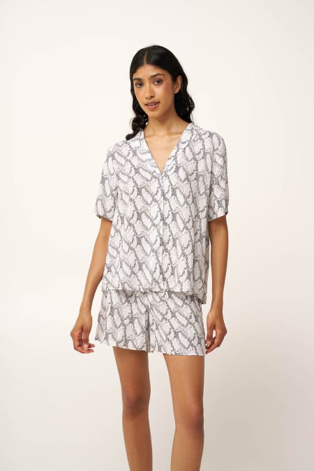 Γυναικεία Snake Print Πυτζάμα με Κουμπιά