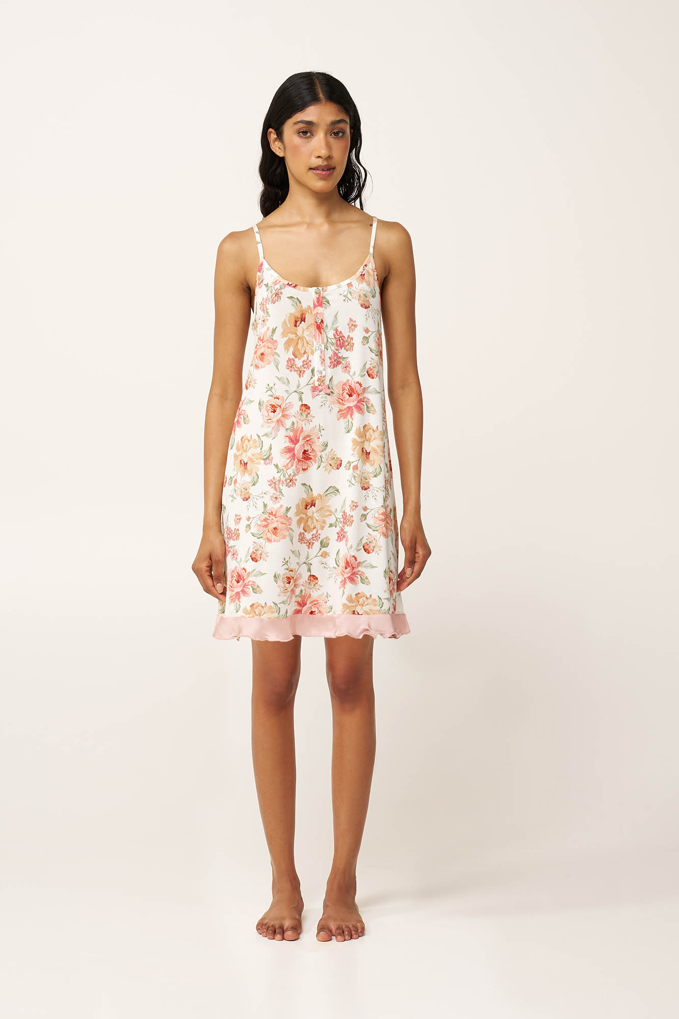 Φλοράλ Νυχτικό Micromodal με Πατιλέτα