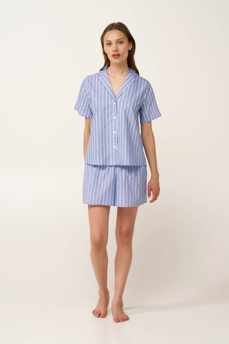 Κουμπωτή Γυναικεία Πυτζάμα από Ποπλίνα