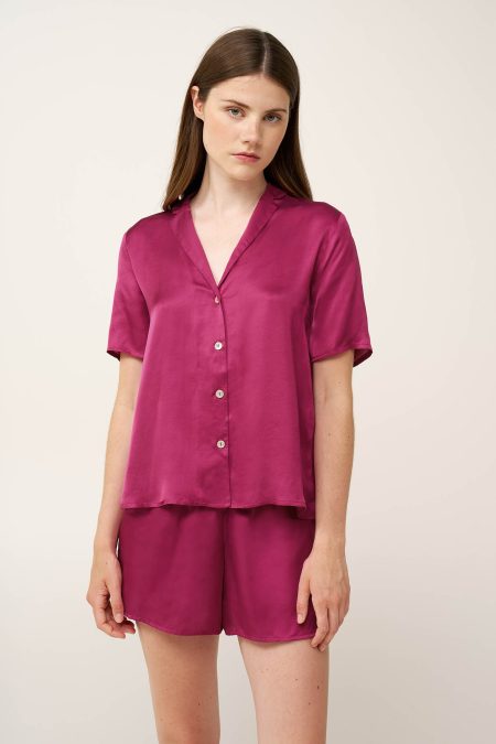 Γυναικεία Σατέν Πυτζάμα με Κουμπιά