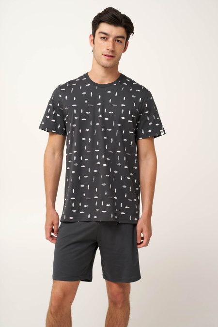 Ανδρική  Βαμβακερή Πυτζάμα με Σανίδες