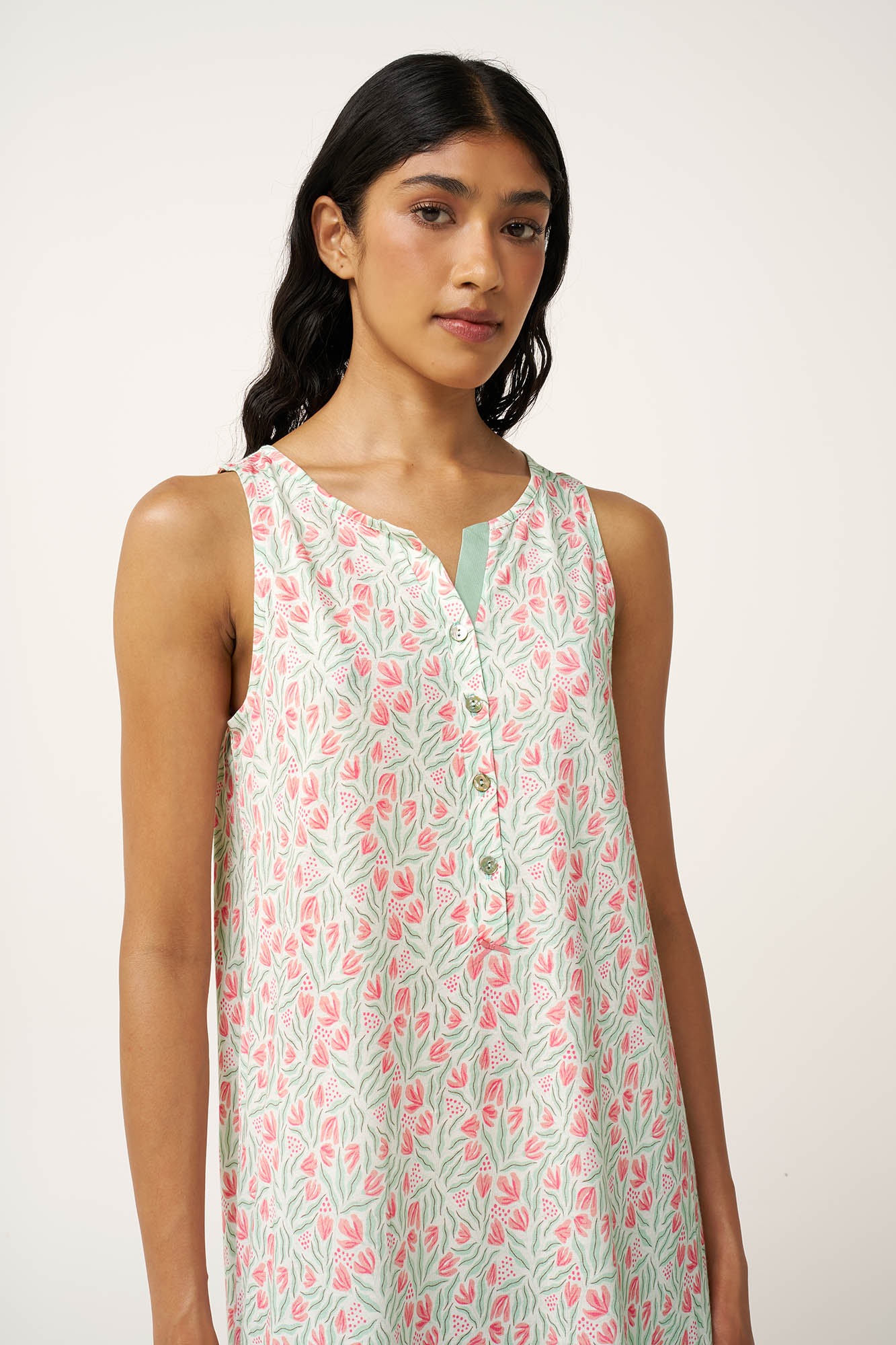 Φλοράλ Νυχτικό Cotton-Modal με Πατιλέτα - Image 3