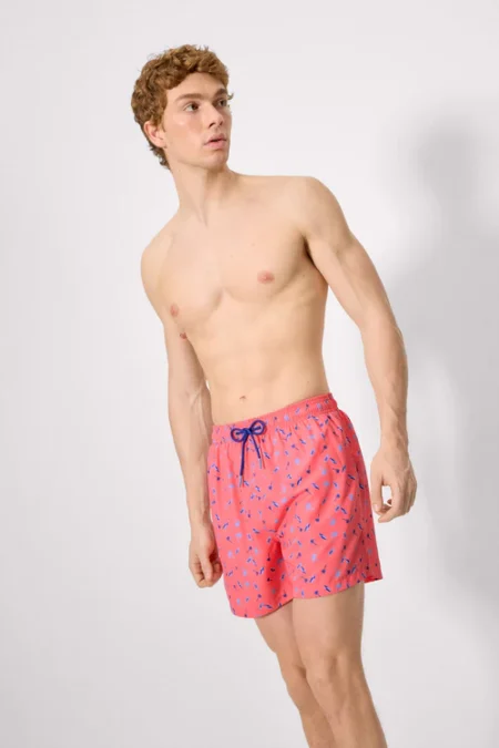 Half swimsuit with palm tree and surfboard print