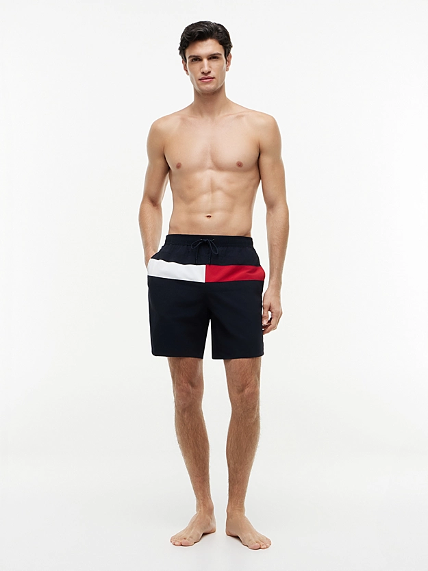 Colour-Blocked Long Length Swim Shorts - Image 3
