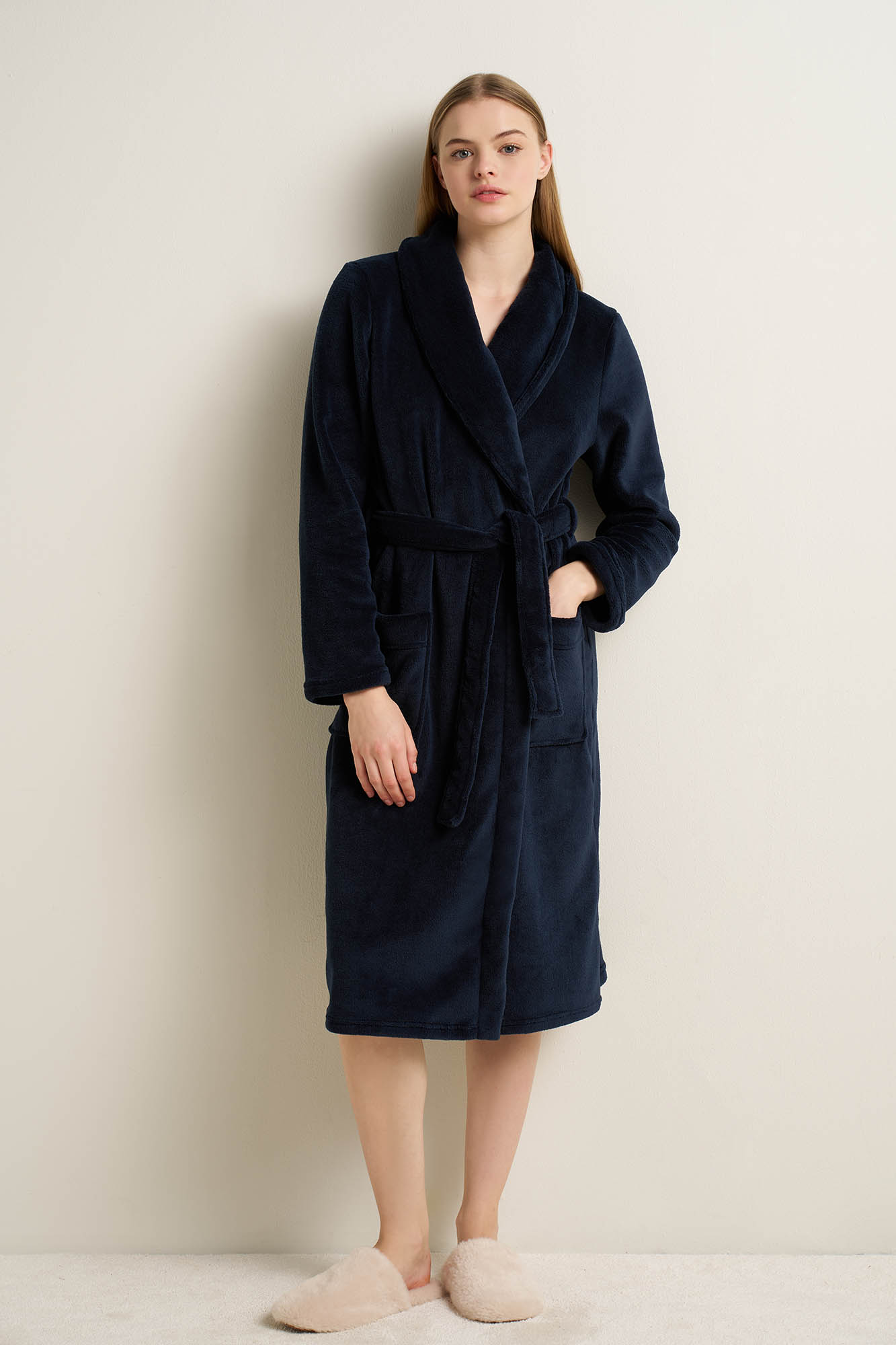 Μακριά Γυναικεία Σταυρωτή Fleece Ρόμπα