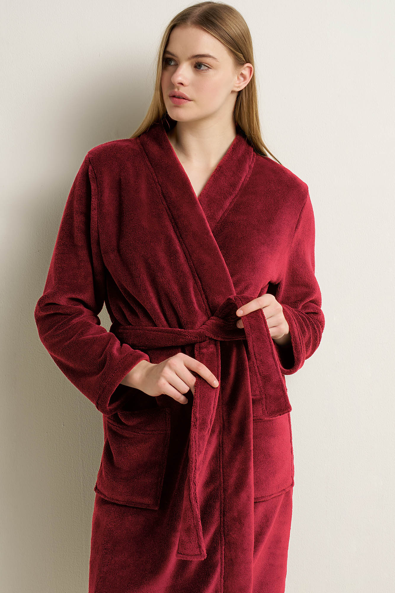 Μακριά Γυναικεία Σταυρωτή Fleece Ρόμπα - Image 6